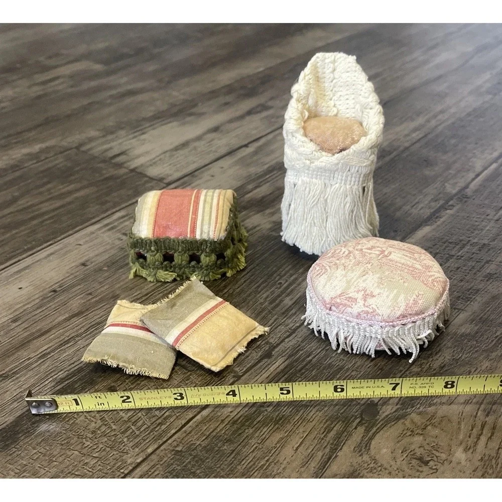 Vintage Dollhouse Miniature Lot of Mixed Furniture Ottoman Chair Pillows Artisan